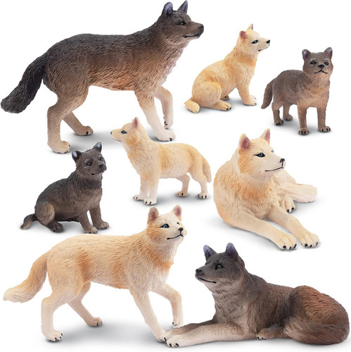 8pcs wolf figures - wolf, forest