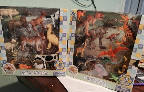 Plastic farm animals and - plastic,