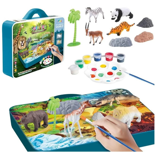 Zoo animals painting - zoo, set